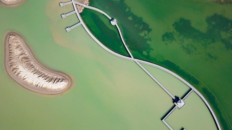 鸟瞰黄河口湿地风光