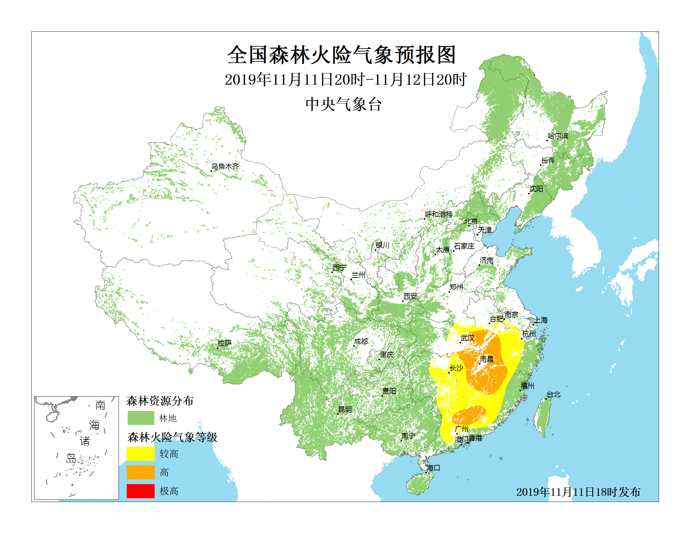 中央气象台11月11日18时发布森林火险气象预报 荆楚网 湖北日报网