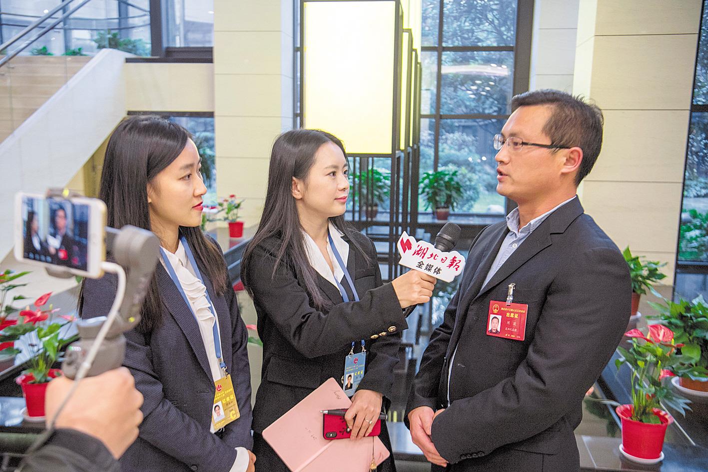 湖北日报"姊妹花"记者采访代表,委员