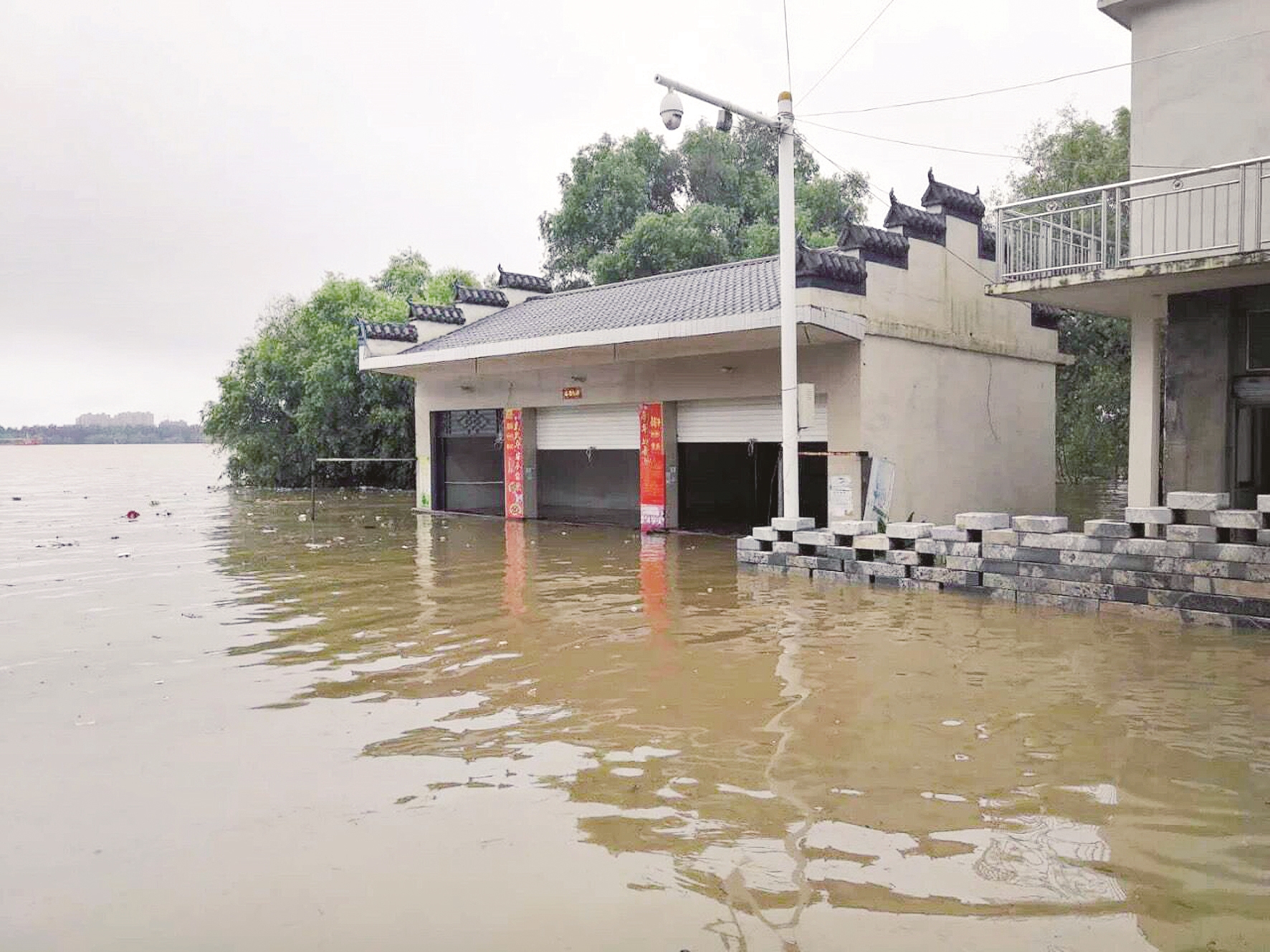 |九江江洲镇防汛形势严峻 镇政府呼吁乡亲回家抗洪