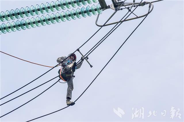 |高空中，他纵身抓住500千伏输电线