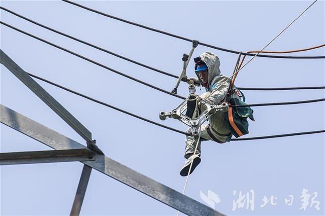 |高空中，他纵身抓住500千伏输电线