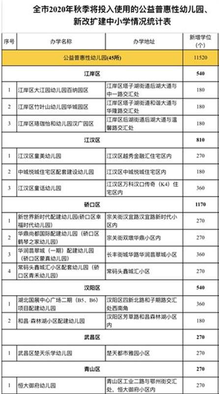 武汉63所新改扩建中小学幼儿园今秋交付使用 新增学位约2.96万个