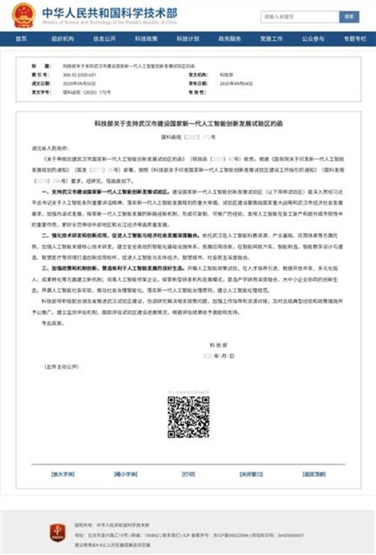 |重磅！武汉市国家新一代人工智能创新发展试验区获批