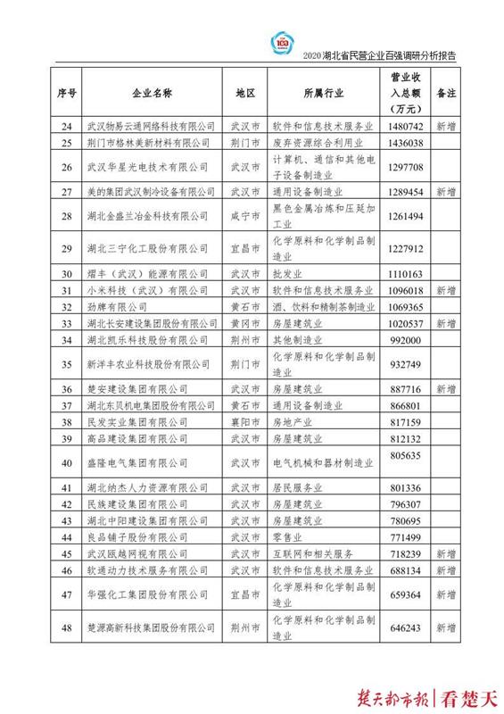 |2020年，这些企业入围湖北民企100强