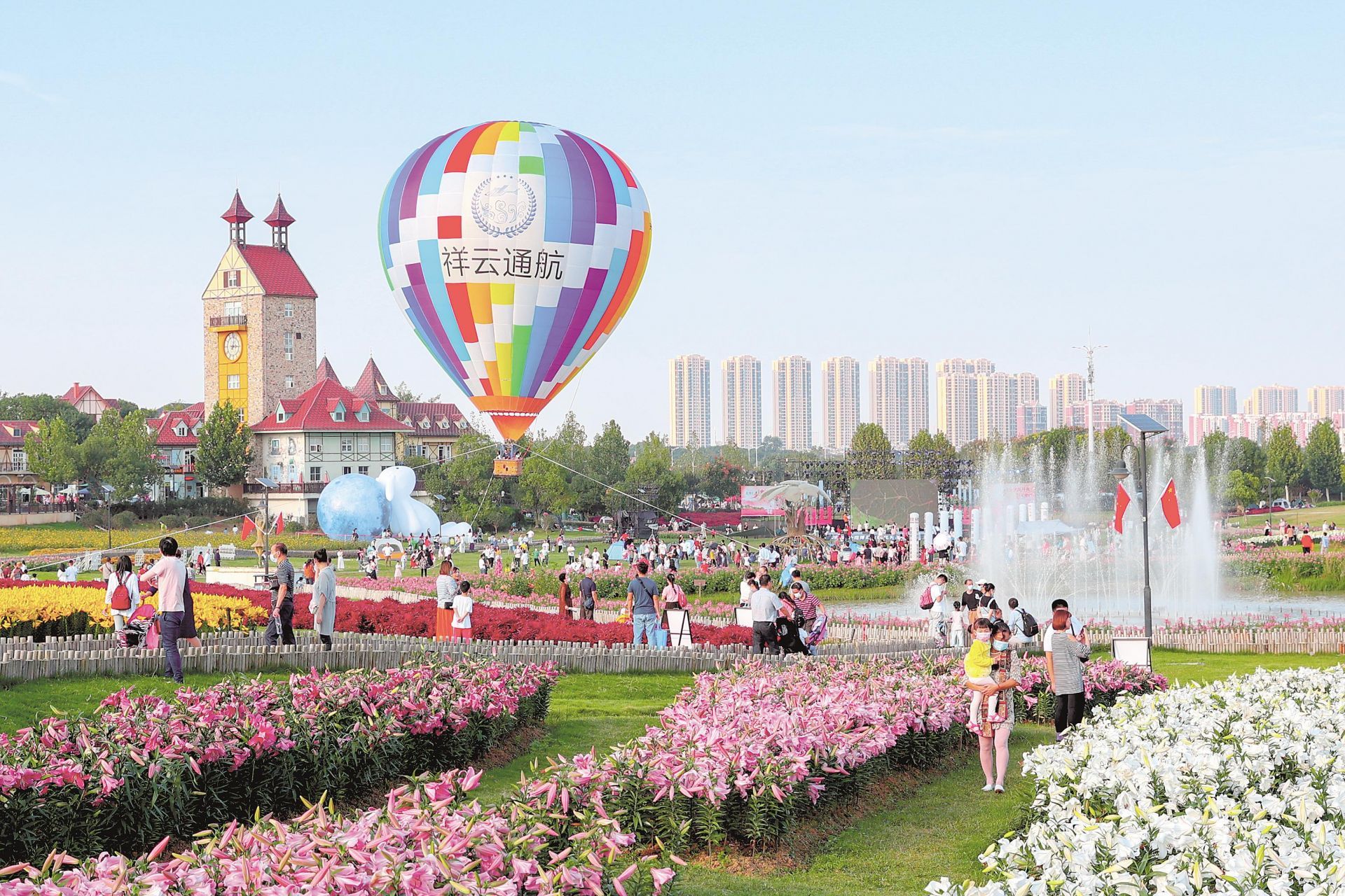 |花博汇景区各色花海浪漫绽放