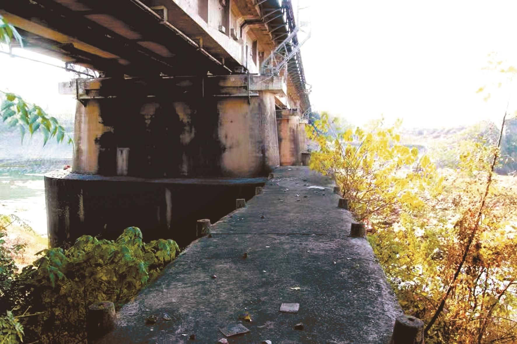 废弃便桥上的老铁轨 系百年前汉阳铁厂造