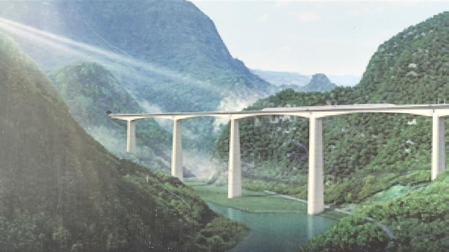 中國最高高鐵橋墩在湖北興山澆筑完成