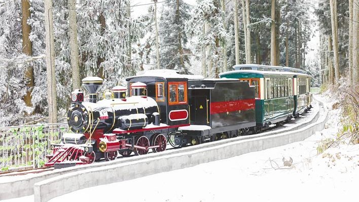 森林小火车开进冬日秘境