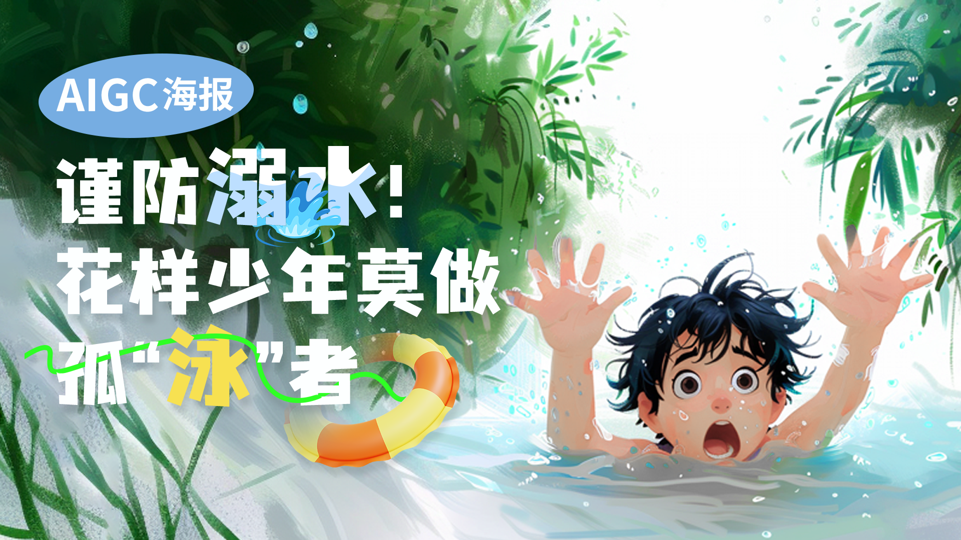 AIGC公司海报 | 谨防溺水！花样少年莫做孤“泳“