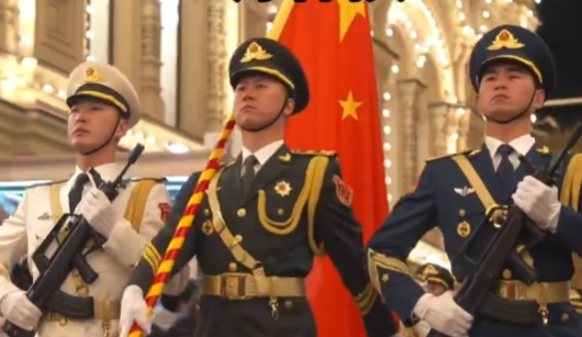 解放軍儀仗隊(duì)莫斯科紅場(chǎng)彩排畫(huà)面