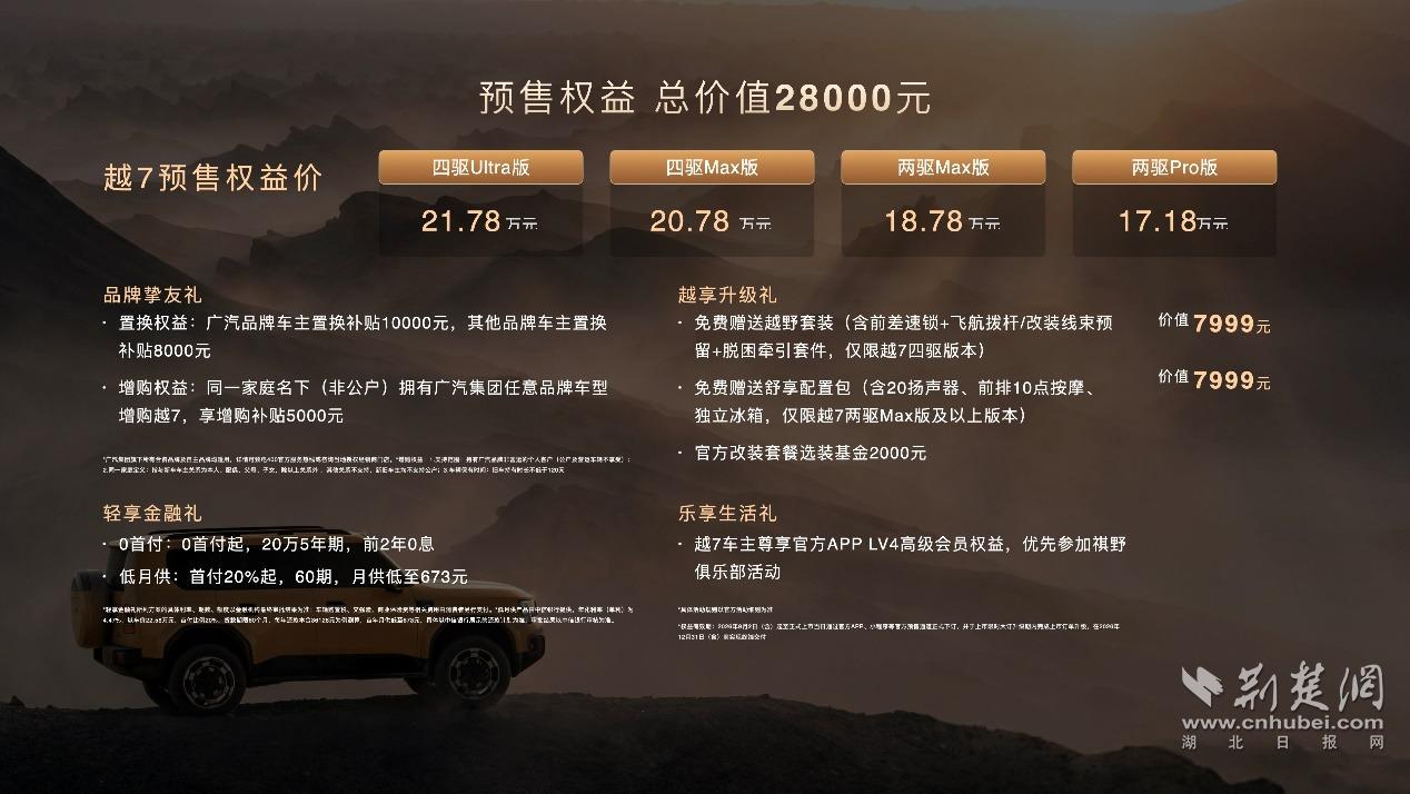 权益价17.18万元起 全场景智享硬核SUV 传祺越7开启预售