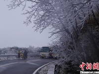 低温持续 广西大明山草木成冰现大规模雾凇