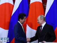 俄总统普京会见日本首相安倍晋三
