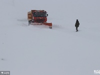 西藏暴雪致新藏线交通中断 过往车辆被掩盖