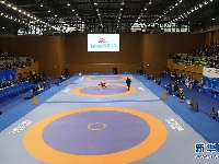 第七届世界军人运动会首场测试赛在摔跤场馆举行