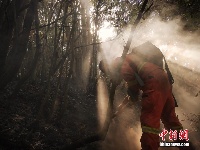 云南安宁山火火场西线整体控制 南线仍有火点火线