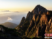 秋日黄山苍松斗翠九天云阔