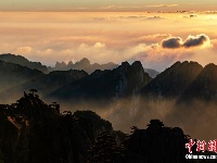 秋日黄山苍松斗翠九天云阔