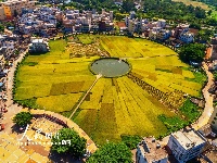 海口文毓古村太极田开割