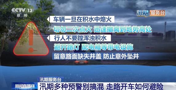 汛期多种预警别搞混 走路开车注意避险