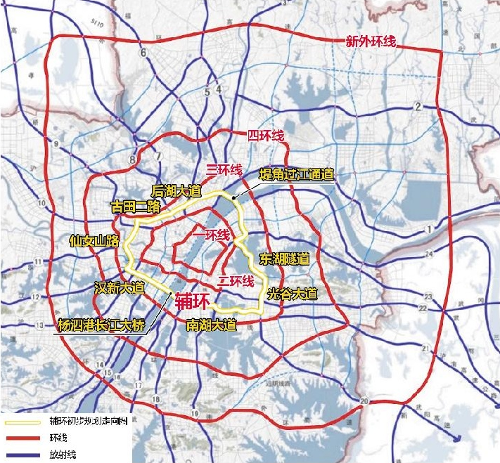 大武汉五环变六环,新增一条辅助环线,形成"六环二十四射"